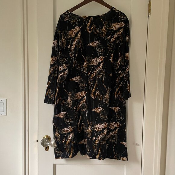 Ulla Popken Black with Cheetah spots 28/30 Women's Tunic Top 100% Cotton - Picture 3 of 6